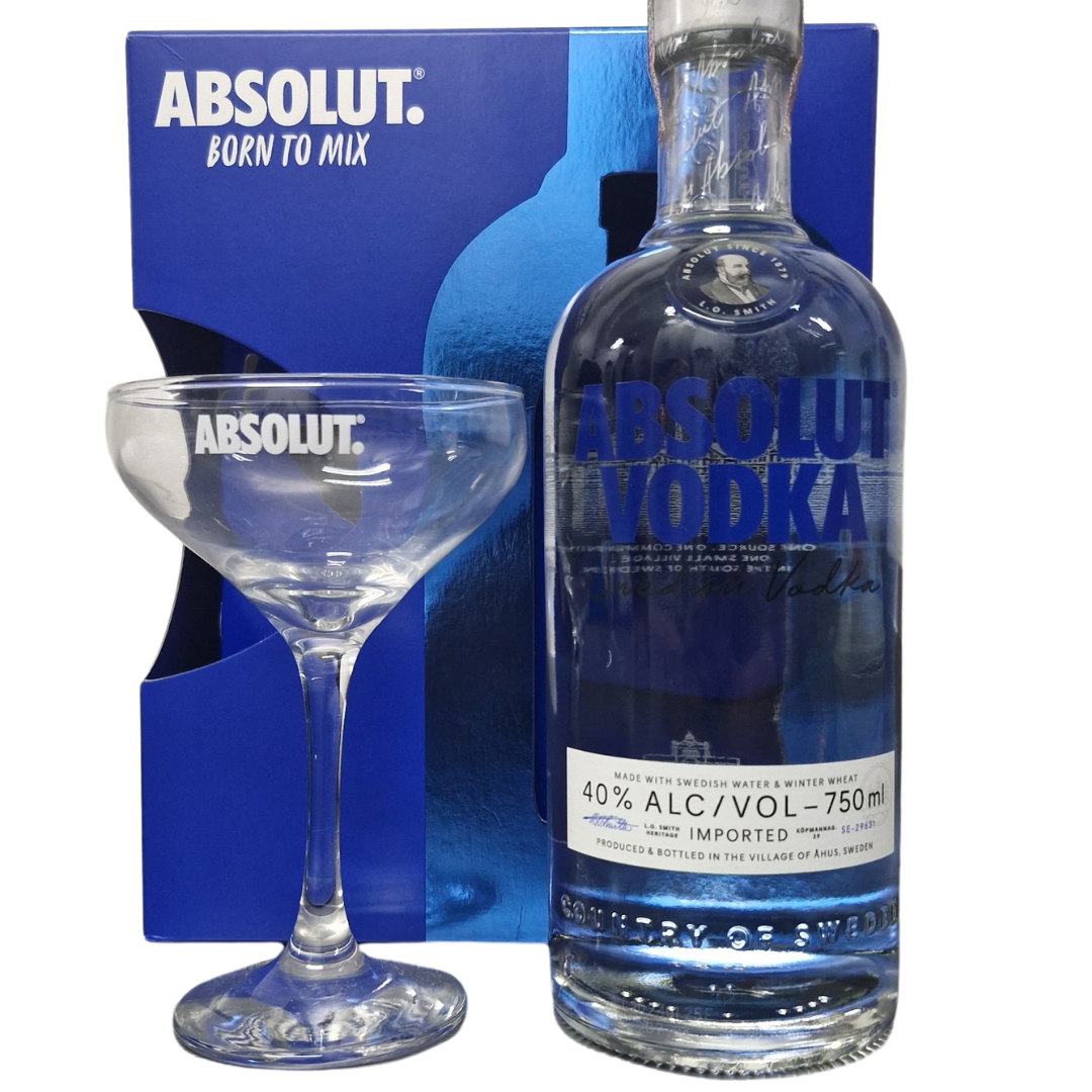 Vodka Absolut Natural 750ml C/ Taça Coupe