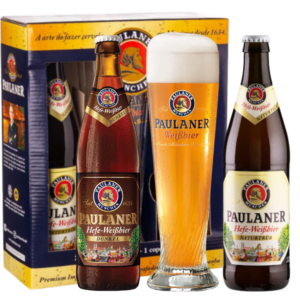 Kit 2 Cervejas Paulaner Naturtrüb e Dunkel 500ml C/ 1 Copo de Vidro