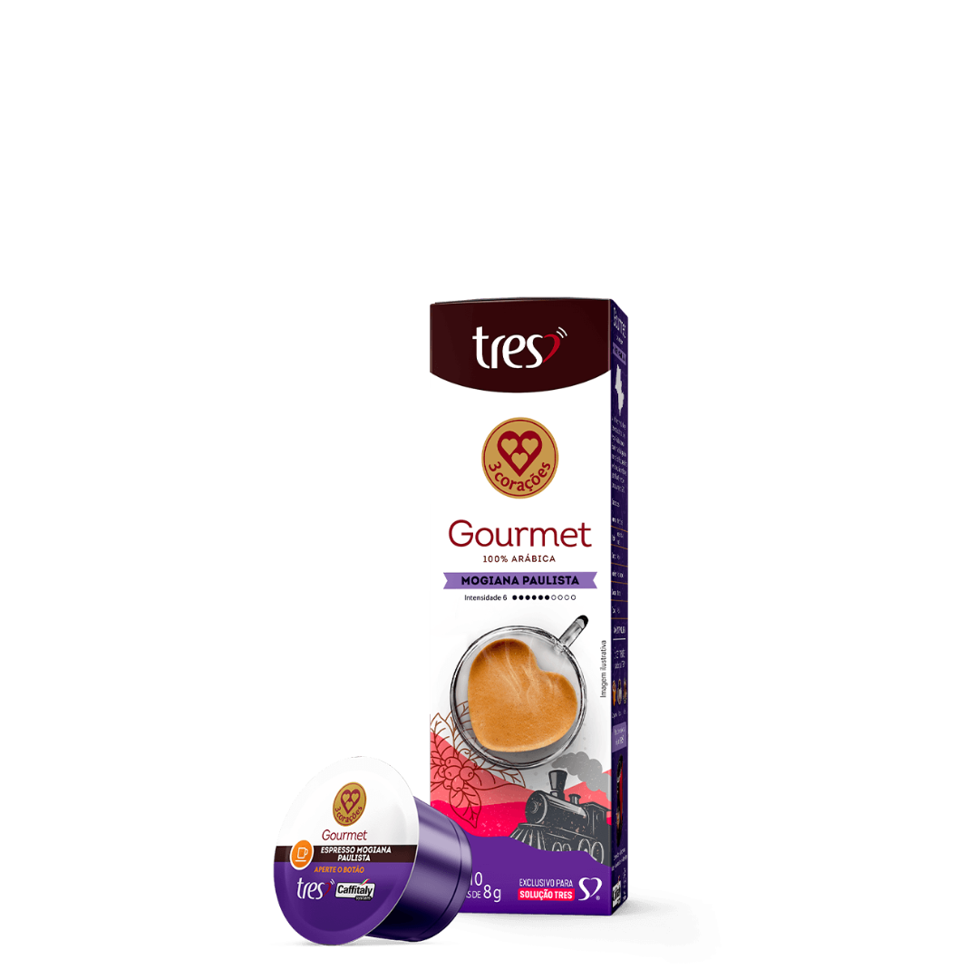 Cápsula de Café Espresso Gourmet Mogiana Paulista TRES Corações 80g