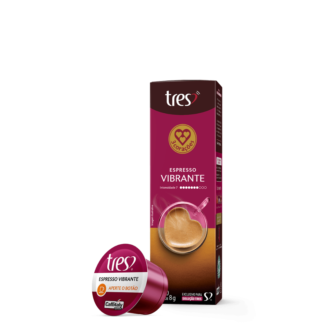 Cápsula de Café Espresso Vibrante TRES Corações 80g