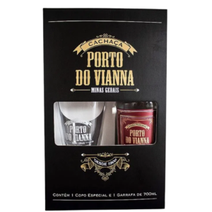 Kit Cachaça Porto Do Vianna Tradicional 700ml com Copo