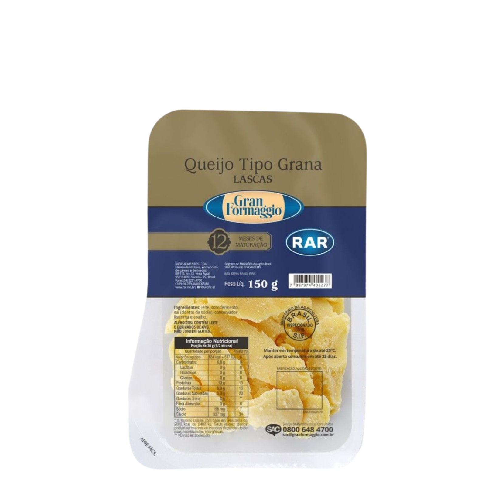 Queijo Gran Formaggio Grana 12 Meses Lascas 150g
