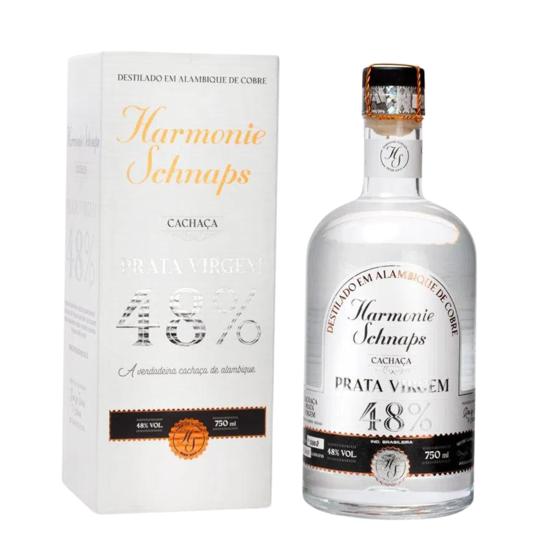 Cachaça Harmonie Schnaps Prata Virgem 48% 750ml