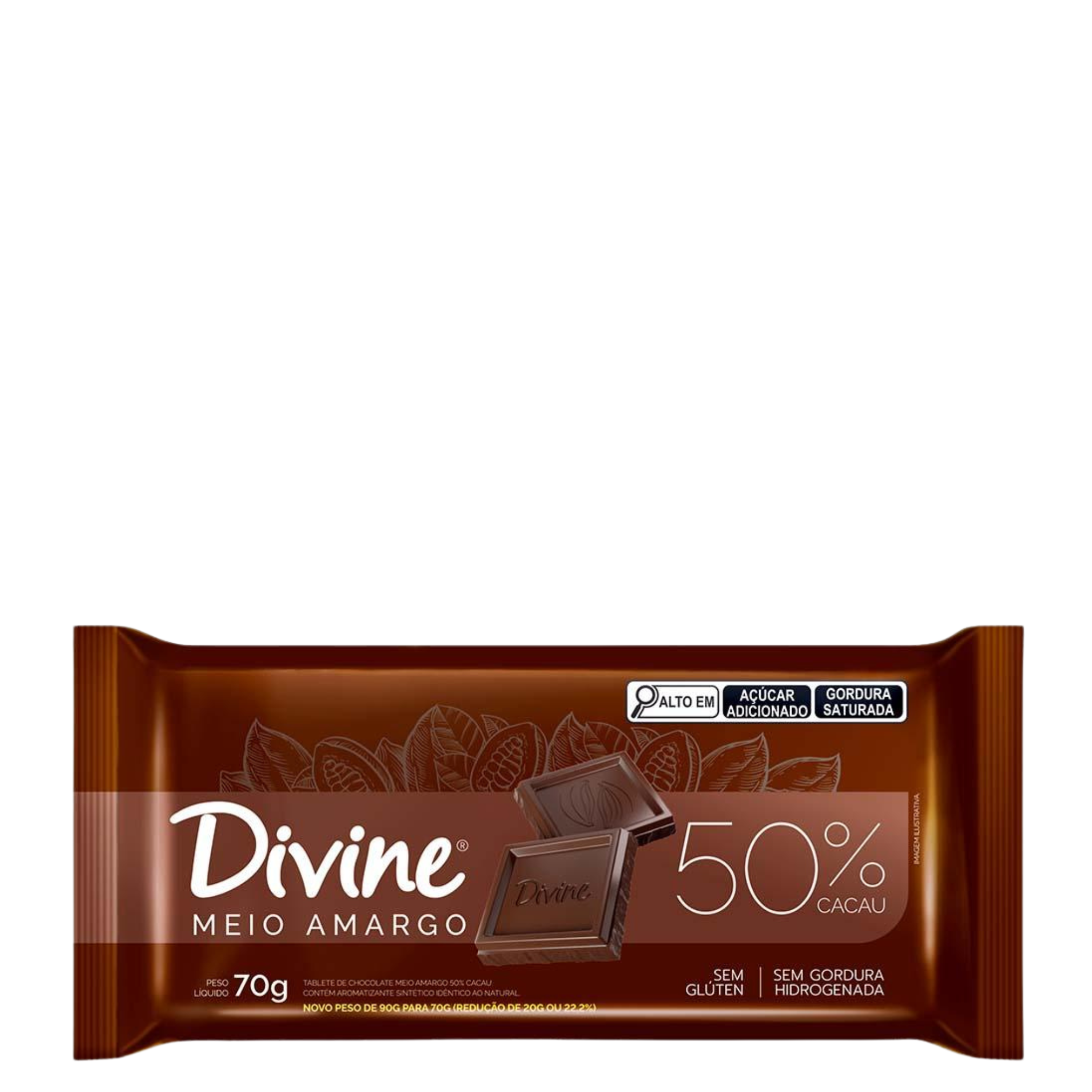 Chocolate Divine Meio Amargo 50% Cacau 70g