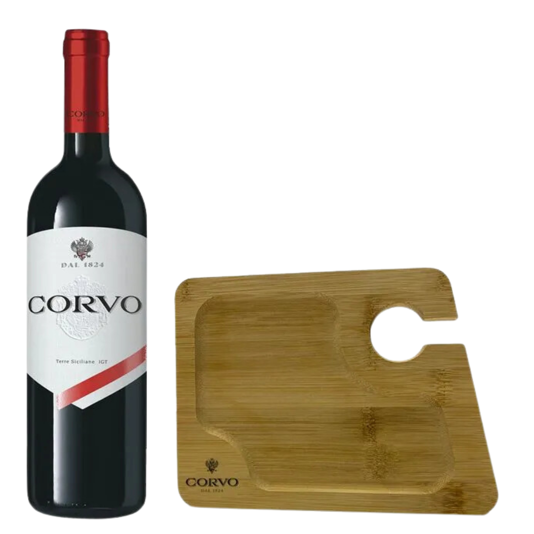 Kit Vinho Corvo Tinto 750ml C/ Tábua De Petiscos