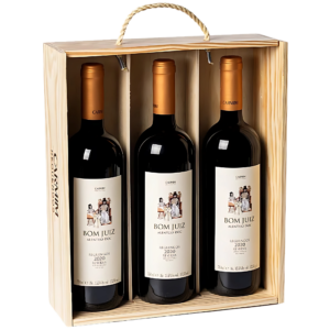 Kit 3 Vinhos Bom Juiz Reguengos Reserva 750ml C/ Caixa Madeira