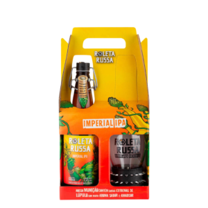Kit Cerveja Roleta Russa Imperial Ipa 355ml C/Copo e Pulseira