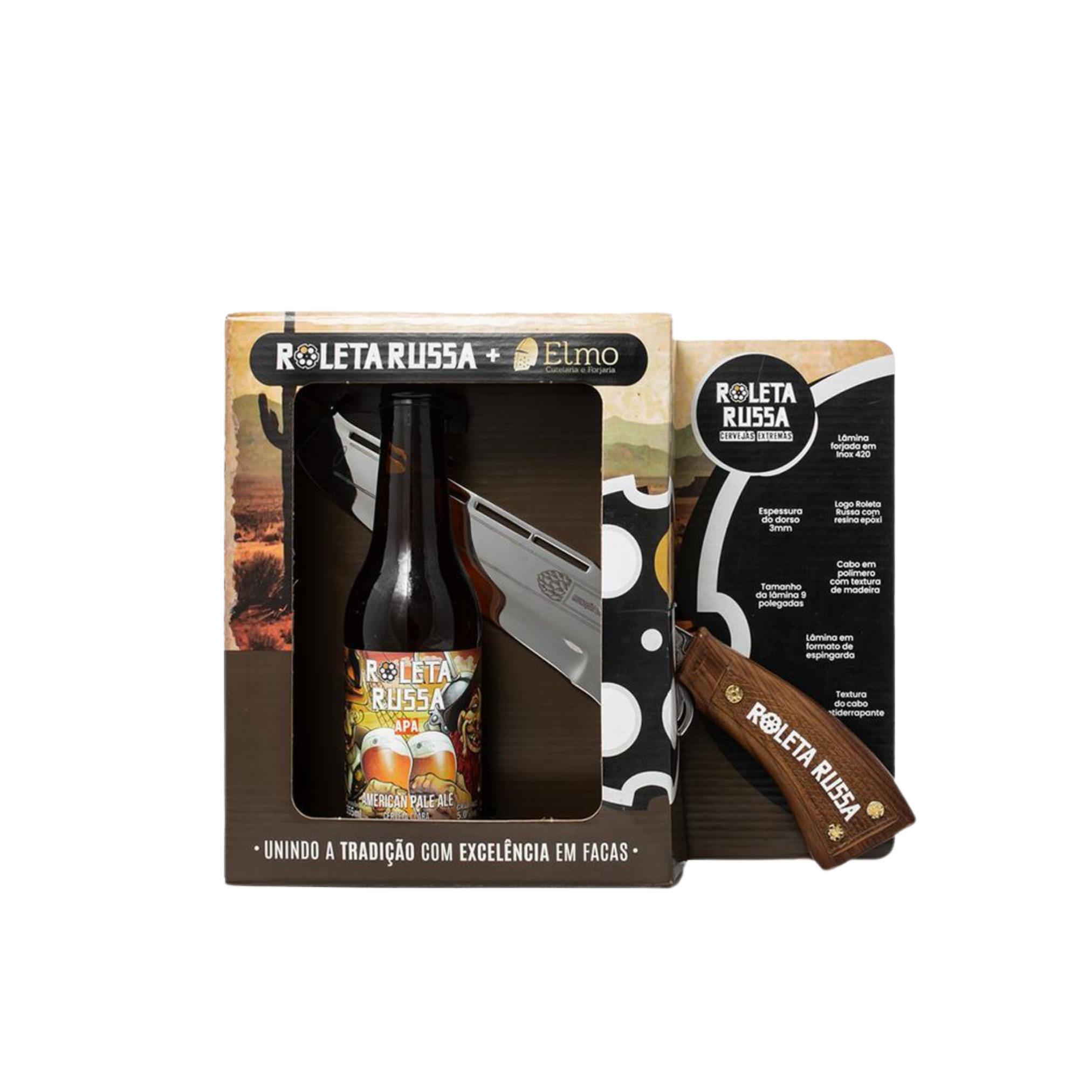 Kit Faroeste Cerveja Roleta Russa Apa 355ml + Faca