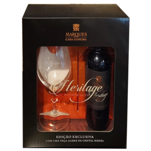 Kit Vinho Marques De Casa Concha Heritage Tto 750ml C/ Taça Riedel