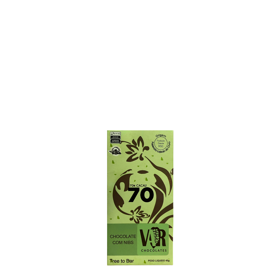 Chocolate Var Fino Lajedo Cacau 70% C/ Nibs 40g