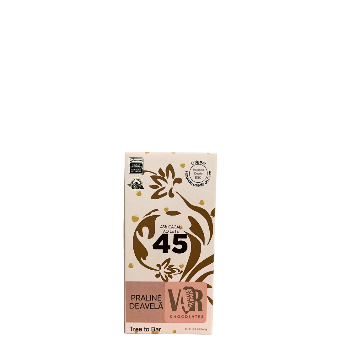 Chocolate Var Fino Lajedo 45% Cacau C/ Praline De Avelã 40g
