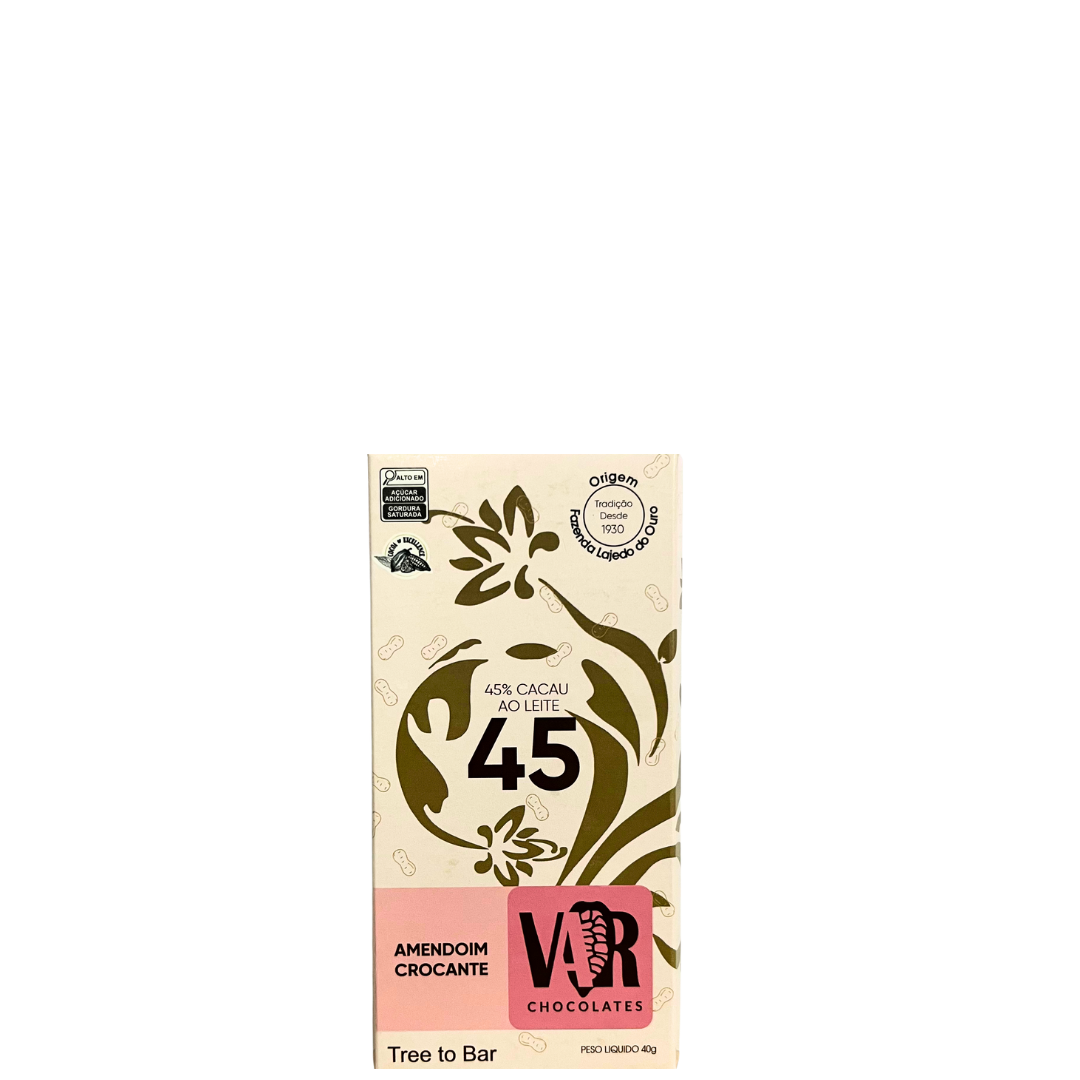 Chocolate Var Fino Lajedo 45% Cacau Amendoin Crocante 40g