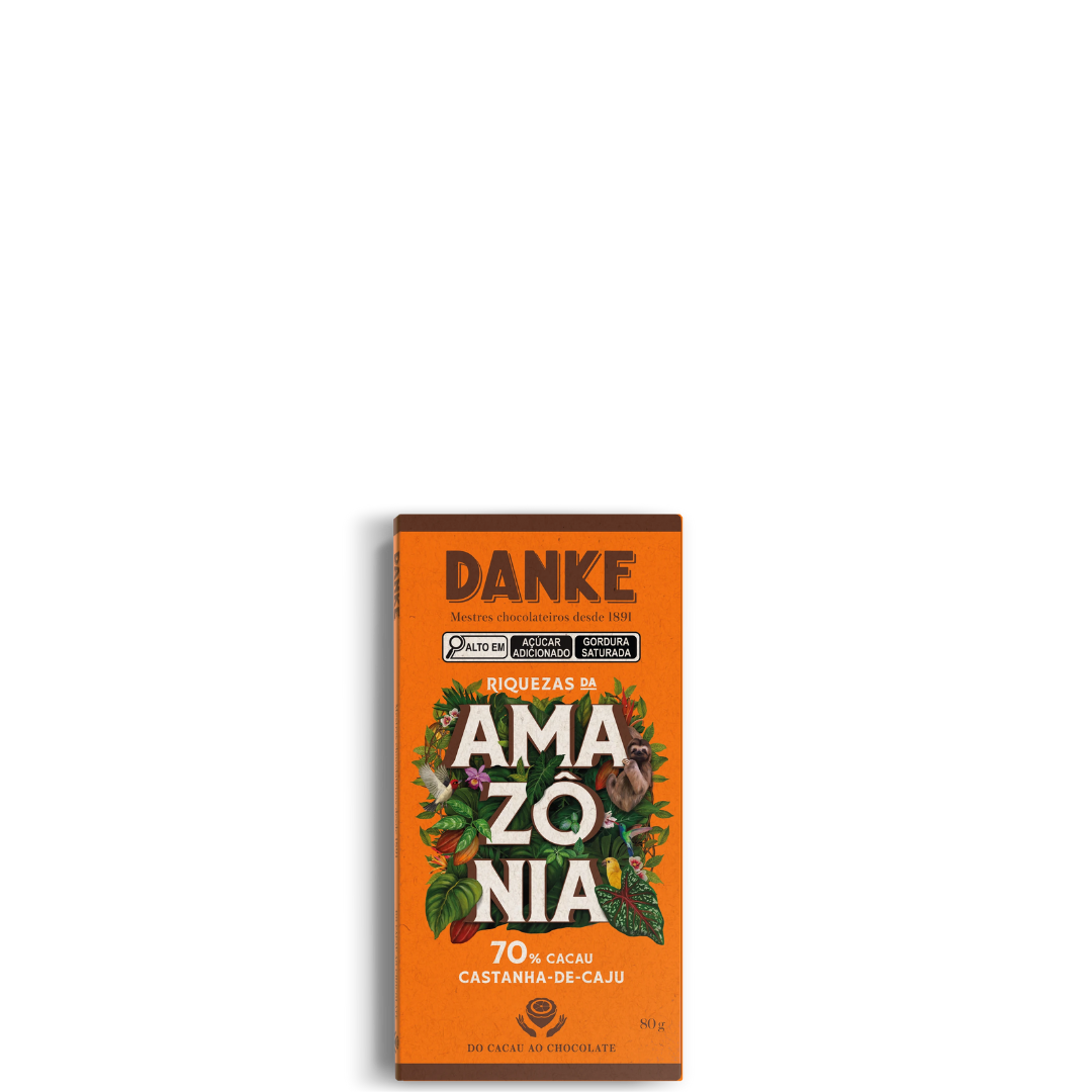 Chocolate Danke Amazônia 70% Cacau e Castanha De Caju 80g