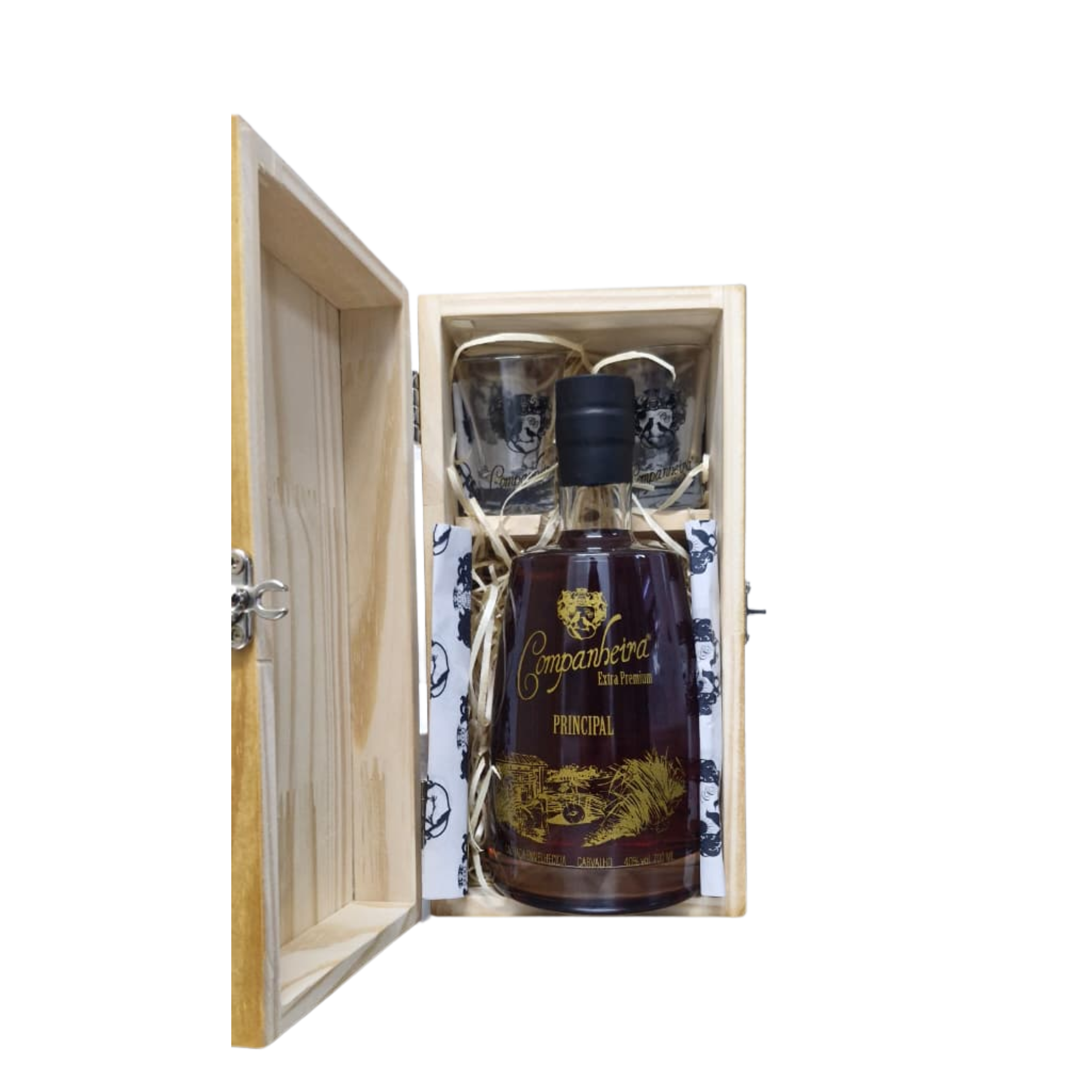 Kit Cachaça Companheira Extra Premium 8 Anos 700ml com 2 Copos Shot